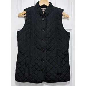 J. Jill Black Diamond Quilted Vest Women’s Small Button Front Riding Style